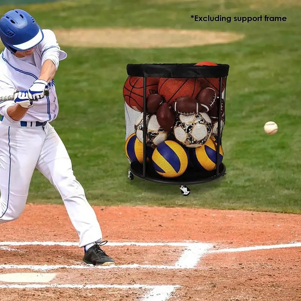Garage Sports Ball Storage Cart | Rolling Mesh Organizer for Basketball, Soccer & Equipment