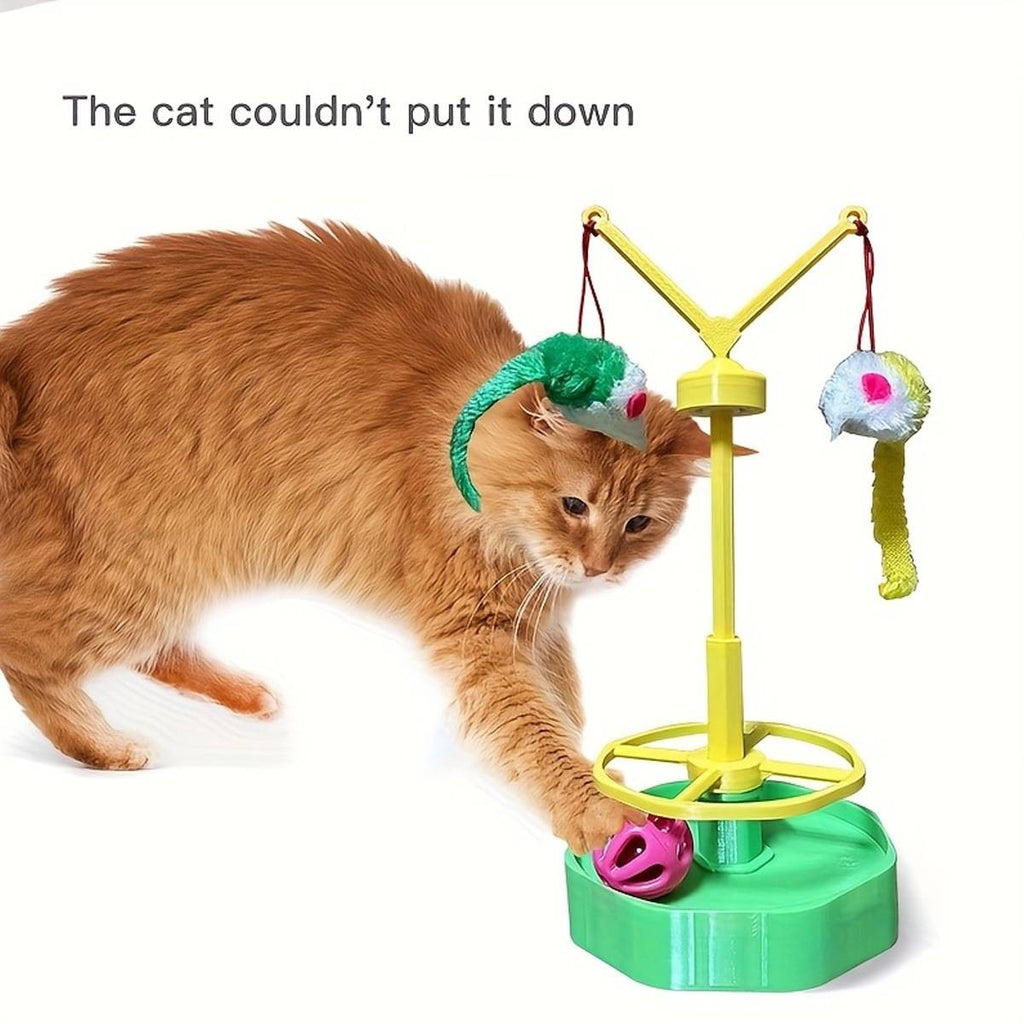 Cat Spinning Wheel Toy Interactive Cat Toy Self Amusement Plush Mouse Indoor Pet