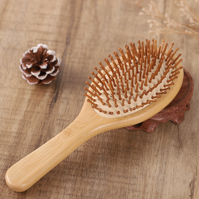 2 Pack Bamboo Hair Brush Air Cushion Comb – Wooden Scalp Massage Detangling Brush for All Hair Types