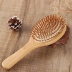2 Pack Bamboo Hair Brush Air Cushion Comb – Wooden Scalp Massage Detangling Brush for All Hair Types