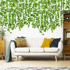 12PCS 2M Artificial Ivy Vine Garland - Fake Hanging Green Leaf Plant for Party Home Decor