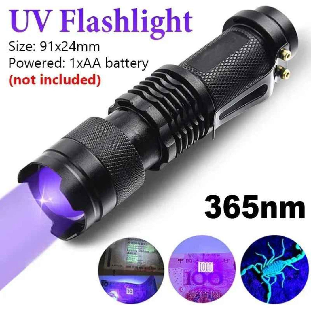 UV LED Blacklight Flashlight 395nm Portable Inspection Torch – Currency & Pet Stain Detector