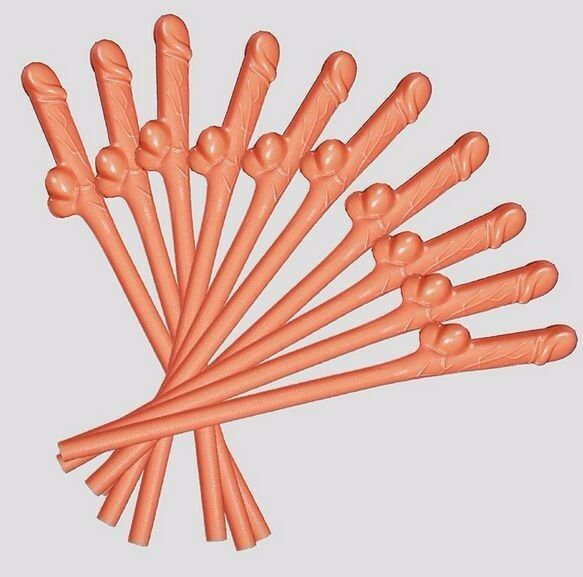 10/20/30 Hens Night Novelty Party Straws Mix Colours Nude Pink Bachelorette Drink Straws