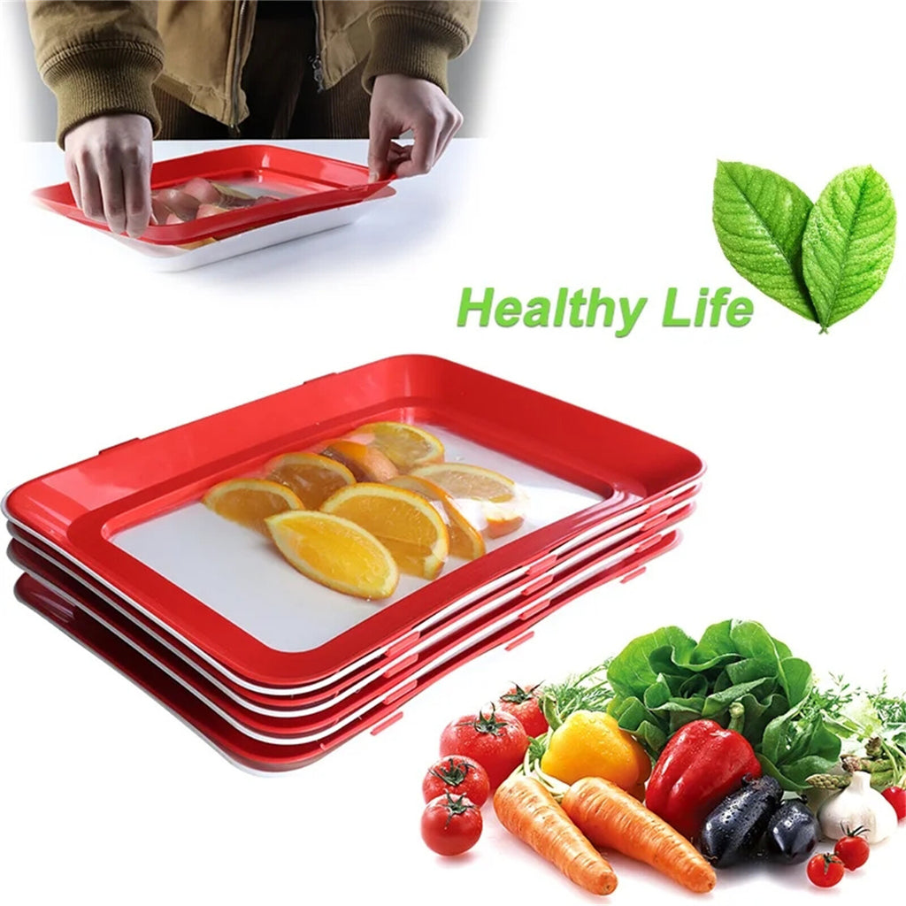 3Pcs Reusable Food Preservation Trays Fresh Food Storage Containers Vegetables