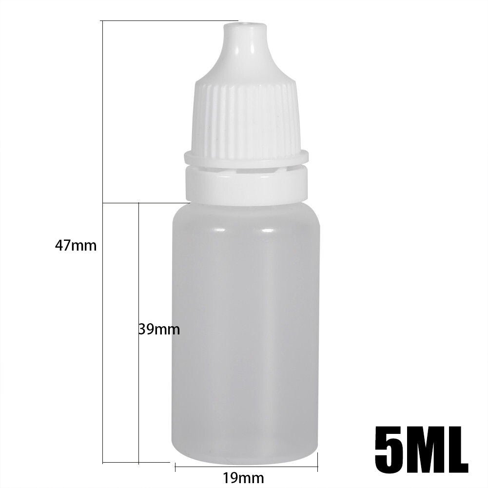 100 Pack 5ml Empty Plastic Dropper Bottles – Clear Squeezable Liquid Containers for Oils, Paints and DIY Use
