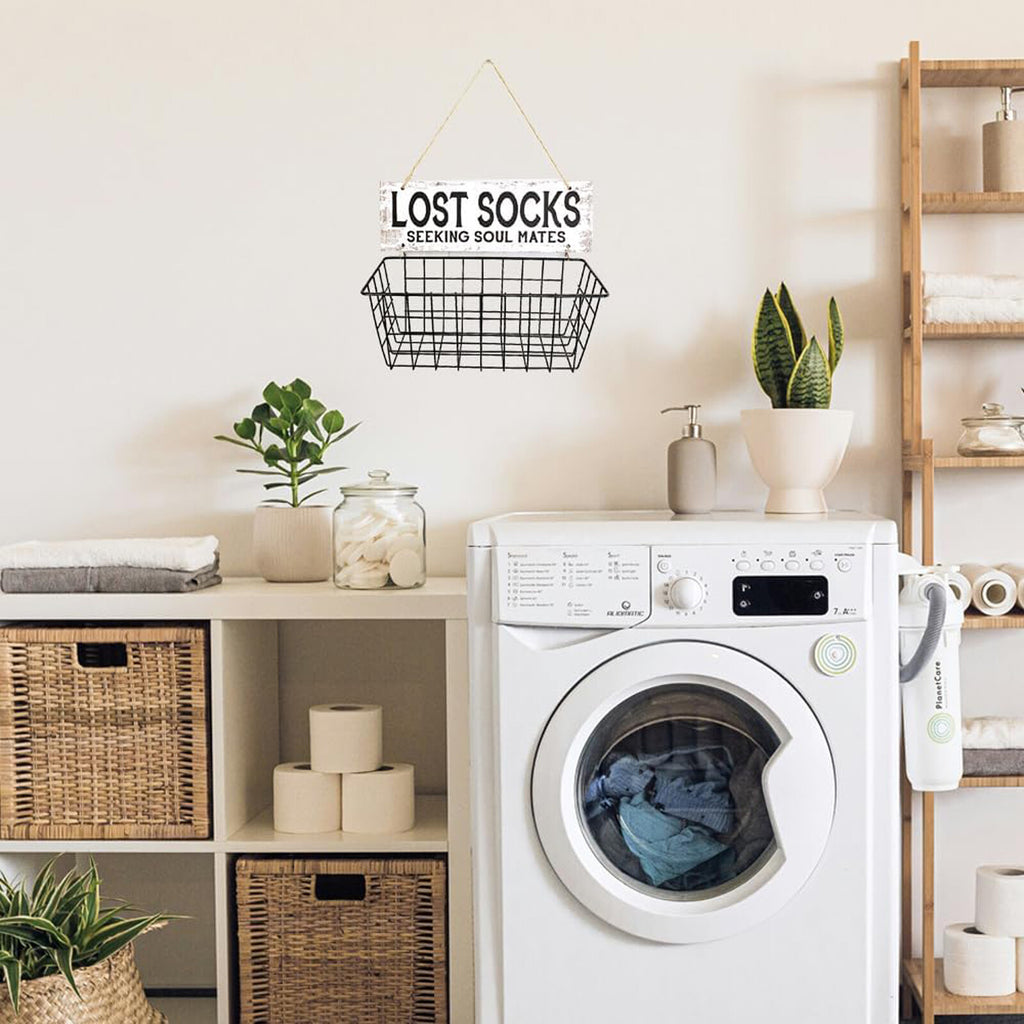 Lost Socks Laundry Basket Sign – Wall Mounted Laundry Room Sock Organizer