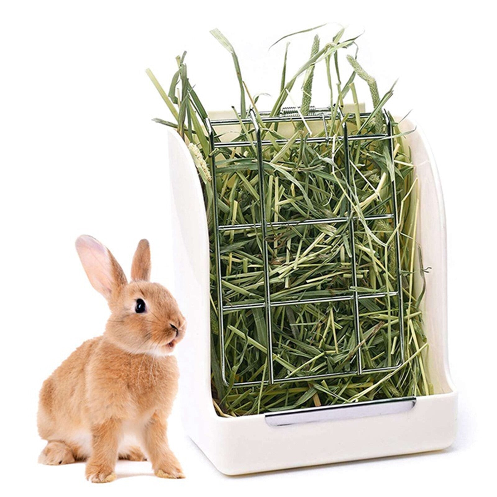 Rabbit Hay Feeder Corner Rack | Small Animal Hay Holder for Guinea Pig Hamster Cage