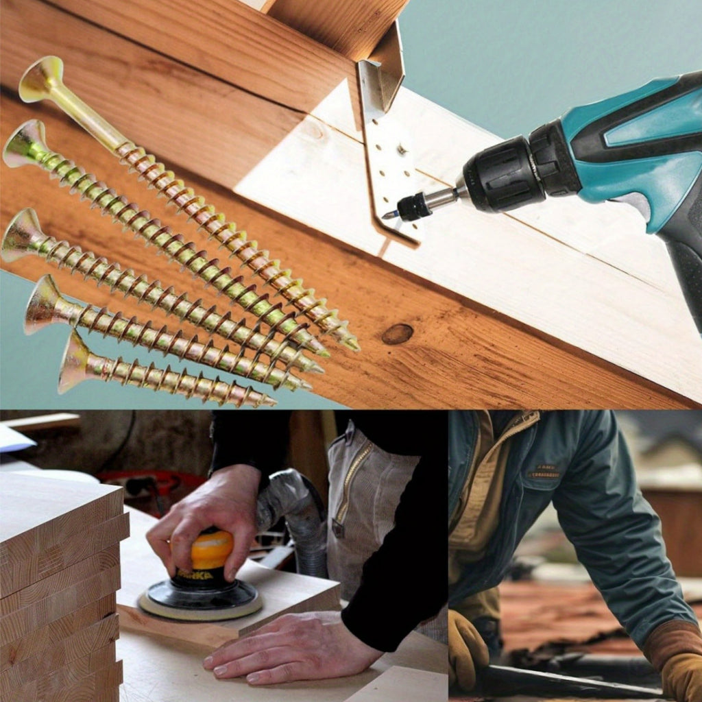 100PCS M4 Chipboard Screws – Carbon Steel Phillips Flat Head Self-Tapping Wood Screws (50mm / 60mm)