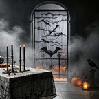 1-4PCS Black Lace Bat Halloween Curtains Gothic Window Party Hanging Decoration
