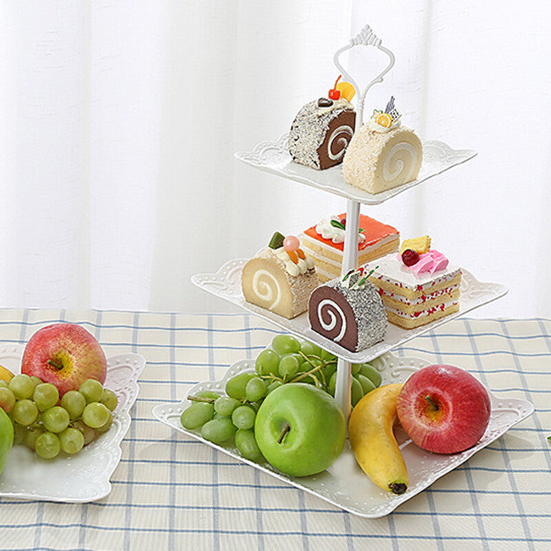 3 Pack 3 Tier Cake Stand – White Plastic Cupcake and Dessert Display for Weddings, Parties and Afternoon Tea