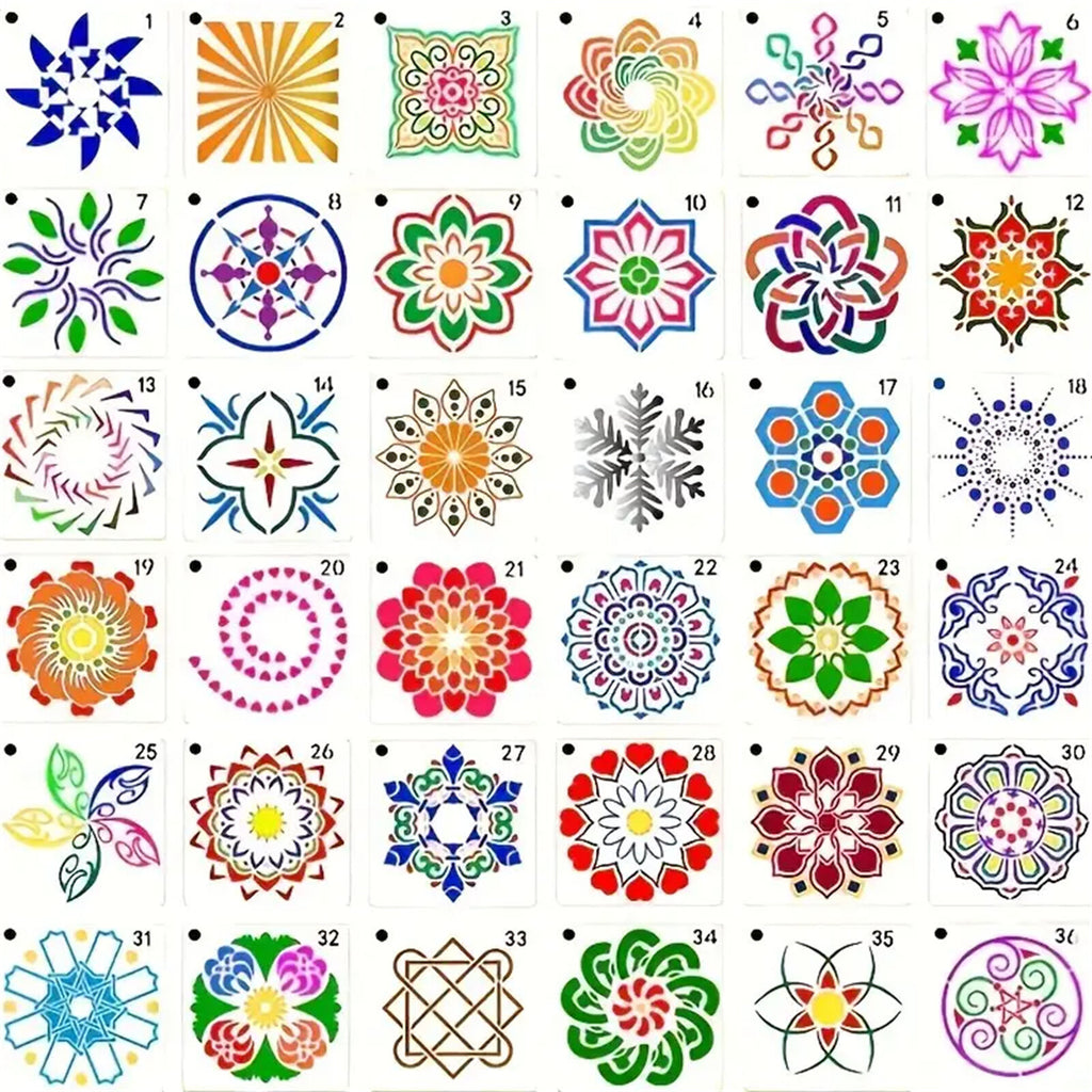 72PCS Mandala Painting Stencils DIY Drawing Templates Craft Scrapbooking Tool