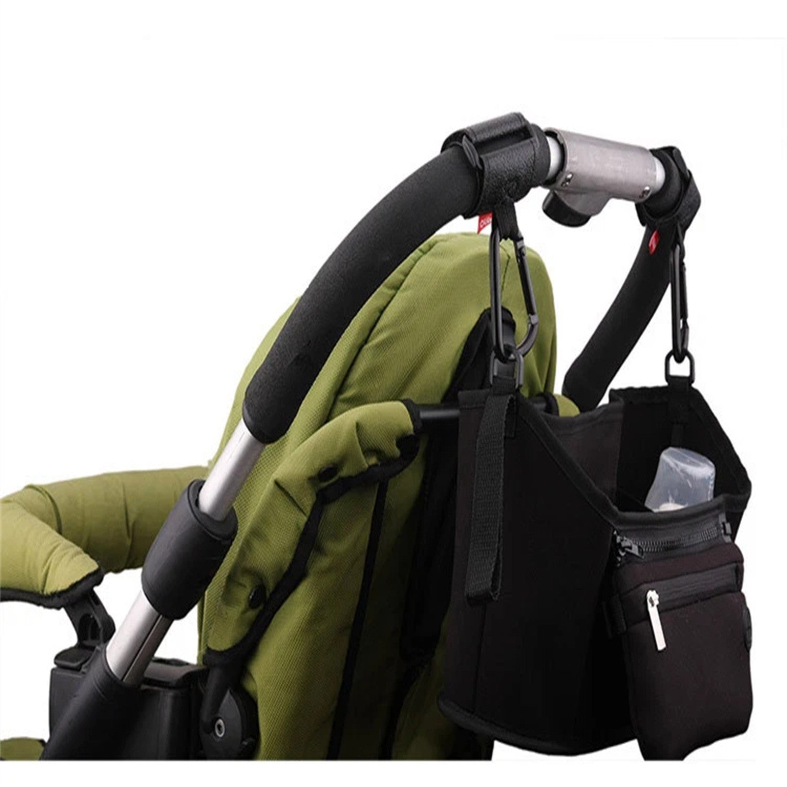 2PCS Metal Pram Hooks - PU Stroller Bag Hangers for Diaper Bags & Shopping Bags