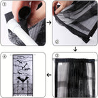 1-4PCS Black Lace Bat Halloween Curtains Gothic Window Party Hanging Decoration