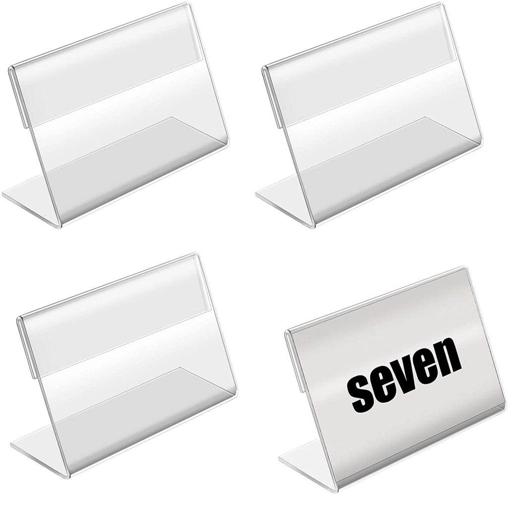 40PCS Acrylic Sign Display Holder - Clear Price Tag Name Card Label Stand Bracket