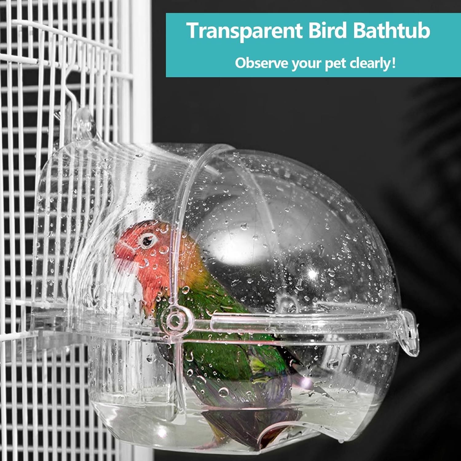 Round Hanging Bird Bath Tub for Cage – Plastic Parrot Bird Bath Bowl for Small Birds
