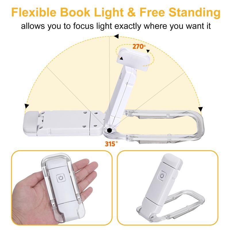 2 Pack USB Rechargeable Book Reading Light – Adjustable Warm White Clip On Bedside Reading Lamp