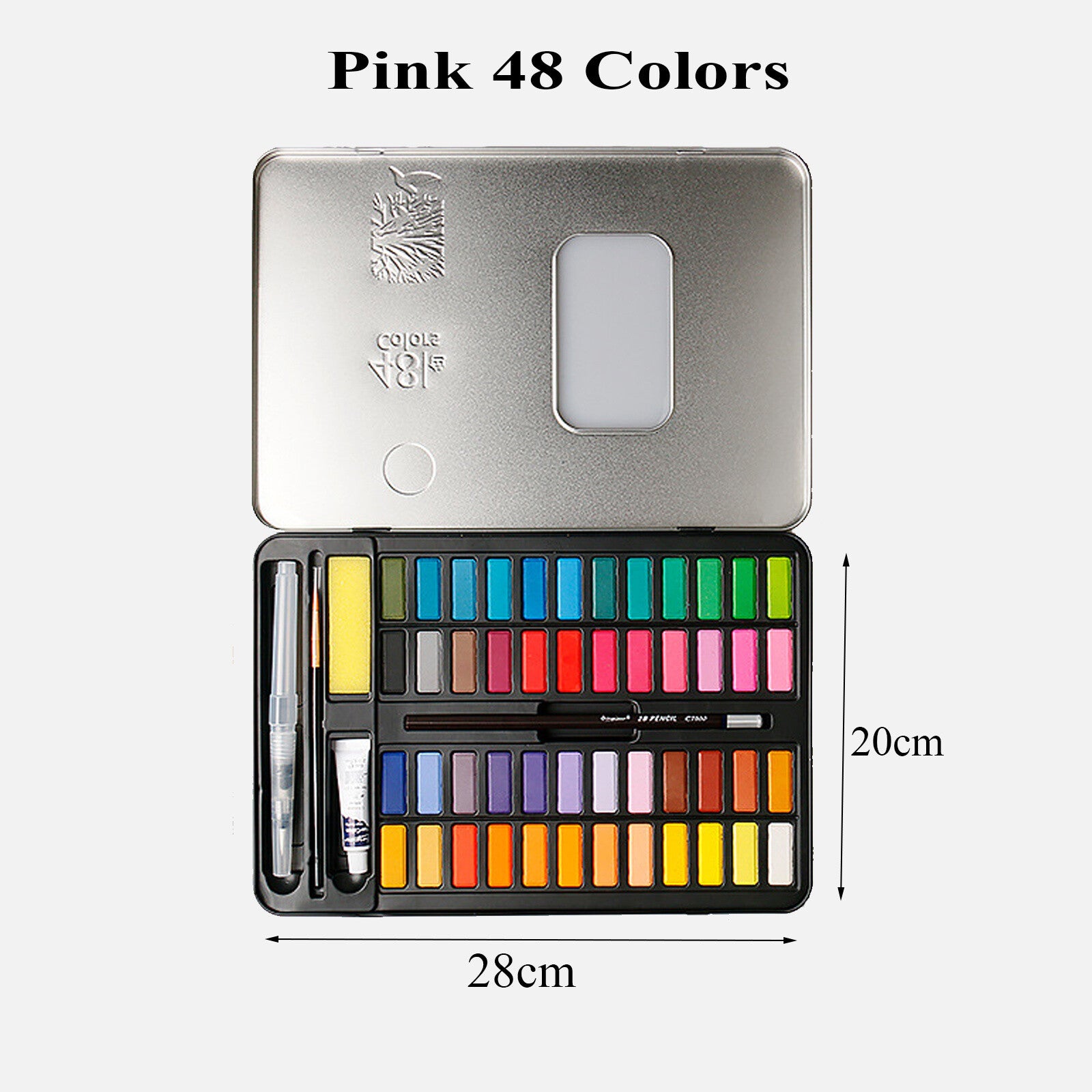 24 or 48 Colour Watercolour Paint Set with Brush - Solid Watercolour Art Kit for Kids and Artists