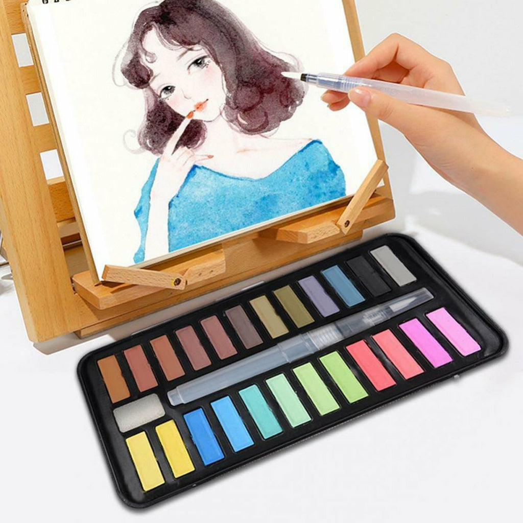 24 or 48 Colour Watercolour Paint Set with Brush - Solid Watercolour Art Kit for Kids and Artists