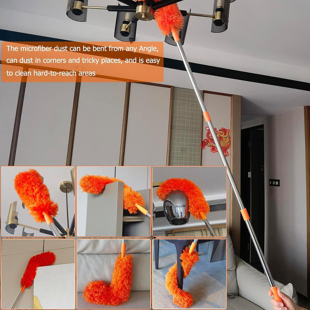3 in 1 Extendable Window Cleaning Brush Kit – Microfibre Glass Cleaner, Spider Web Duster and Bendable Dusting Tool