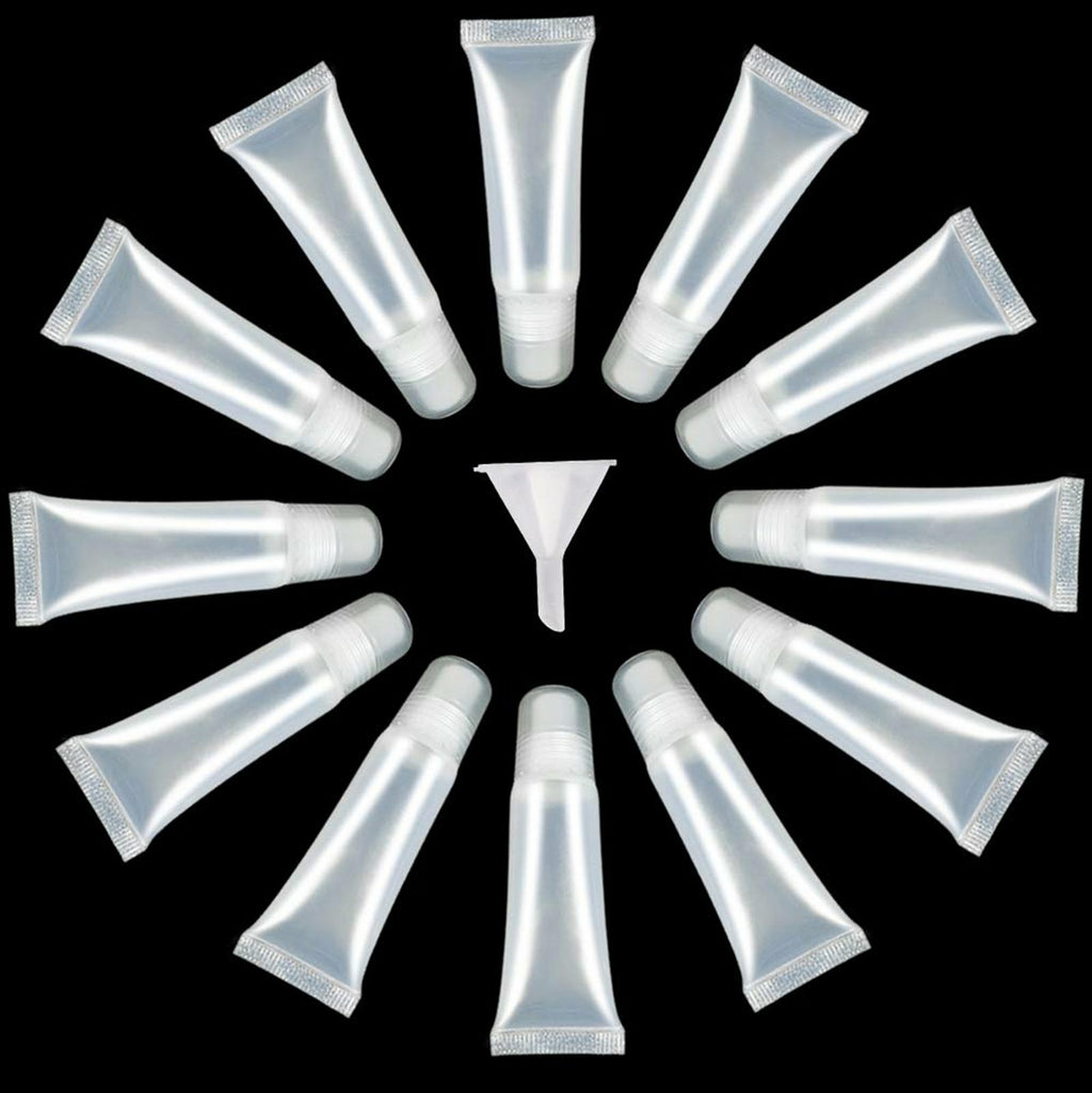 50PCS Clear Lip Gloss Squeeze Bottles 8ml - Empty Lip Balm Tube Containers with 6 Funnels
