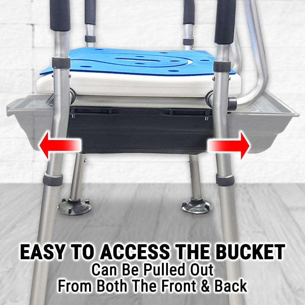 5-in-1 Adjustable Commode Shower Chair with Arms & Back | Raised Toilet Seat & Bedside Mobility Aid for Elderly