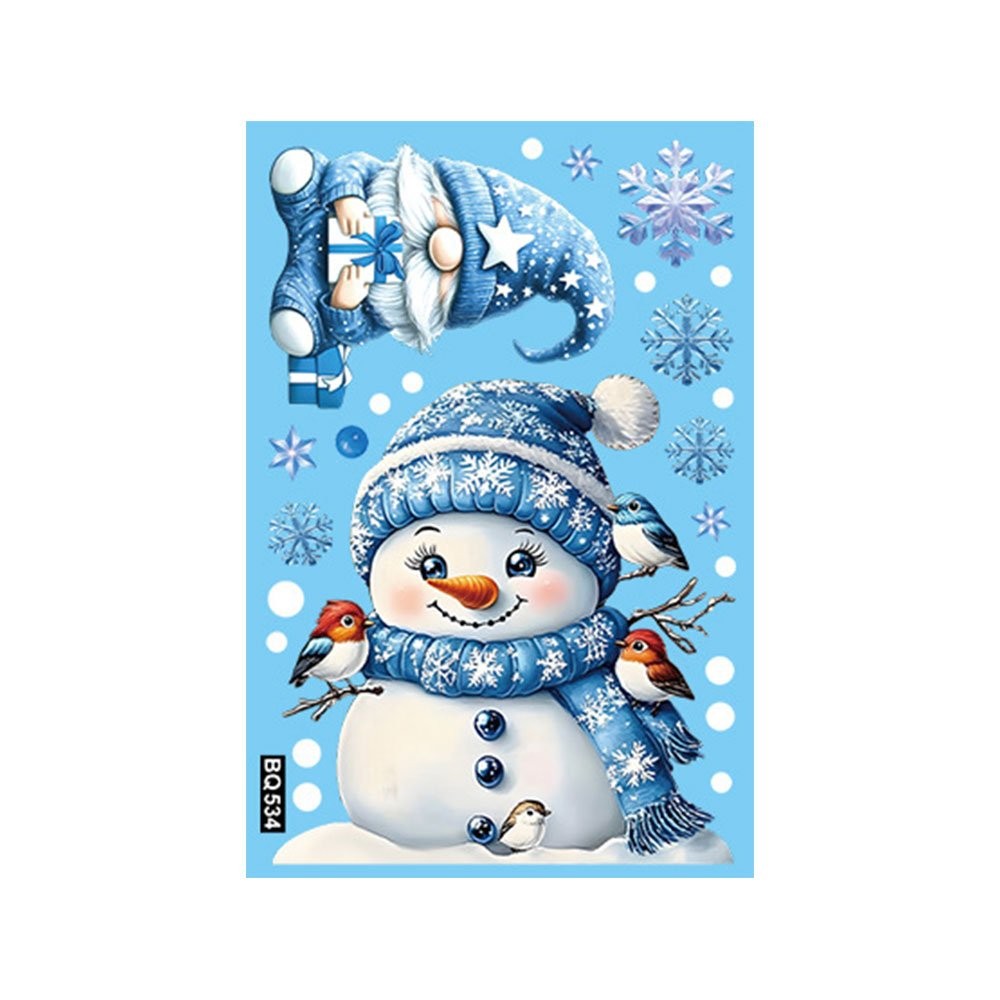 Christmas Window Stickers Winter Snowman Santa Claus Snowflake Elk Static OD