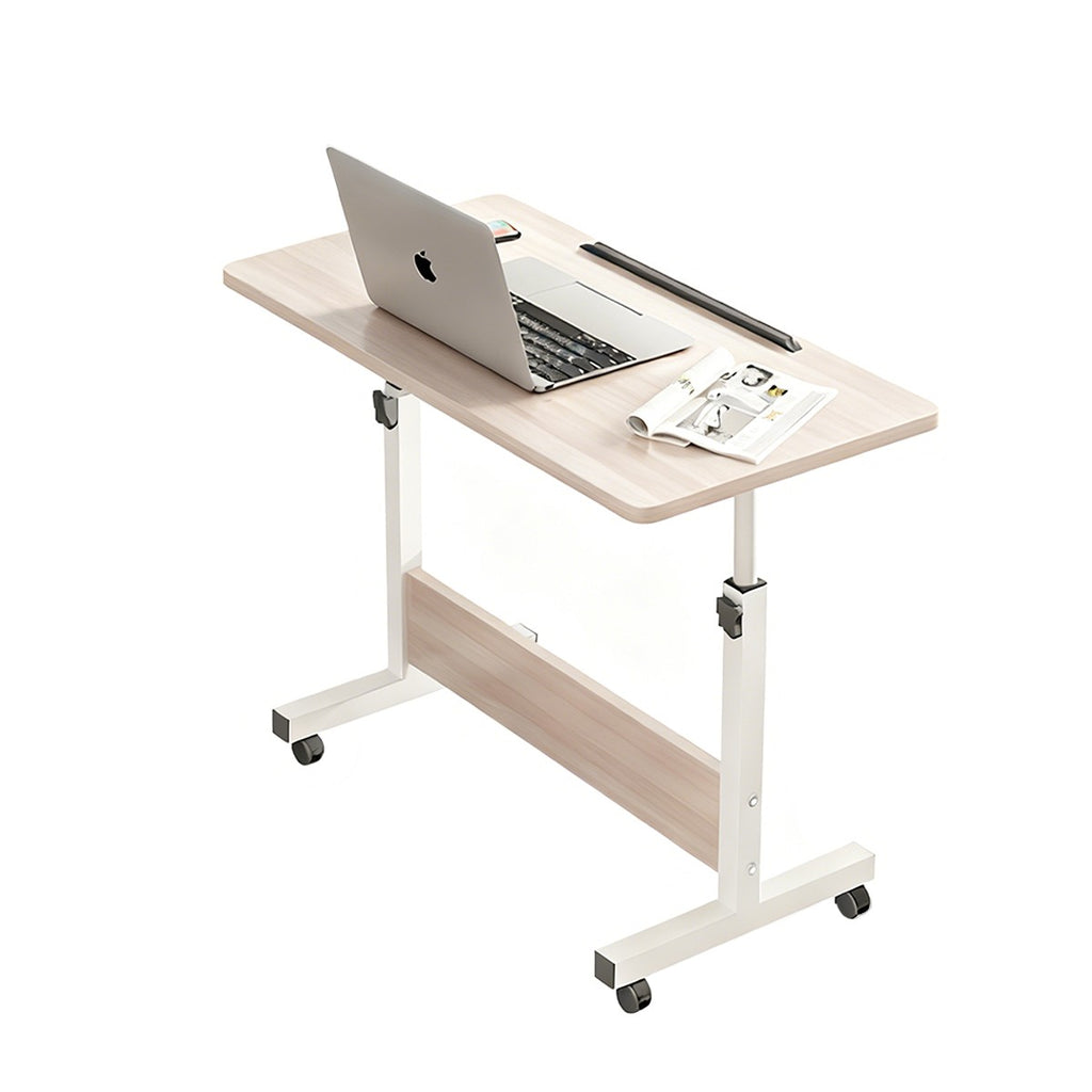 Adjustable Foldable Table with Wheels Mobile Laptop Desk Bedside Rolling Table Space Saving