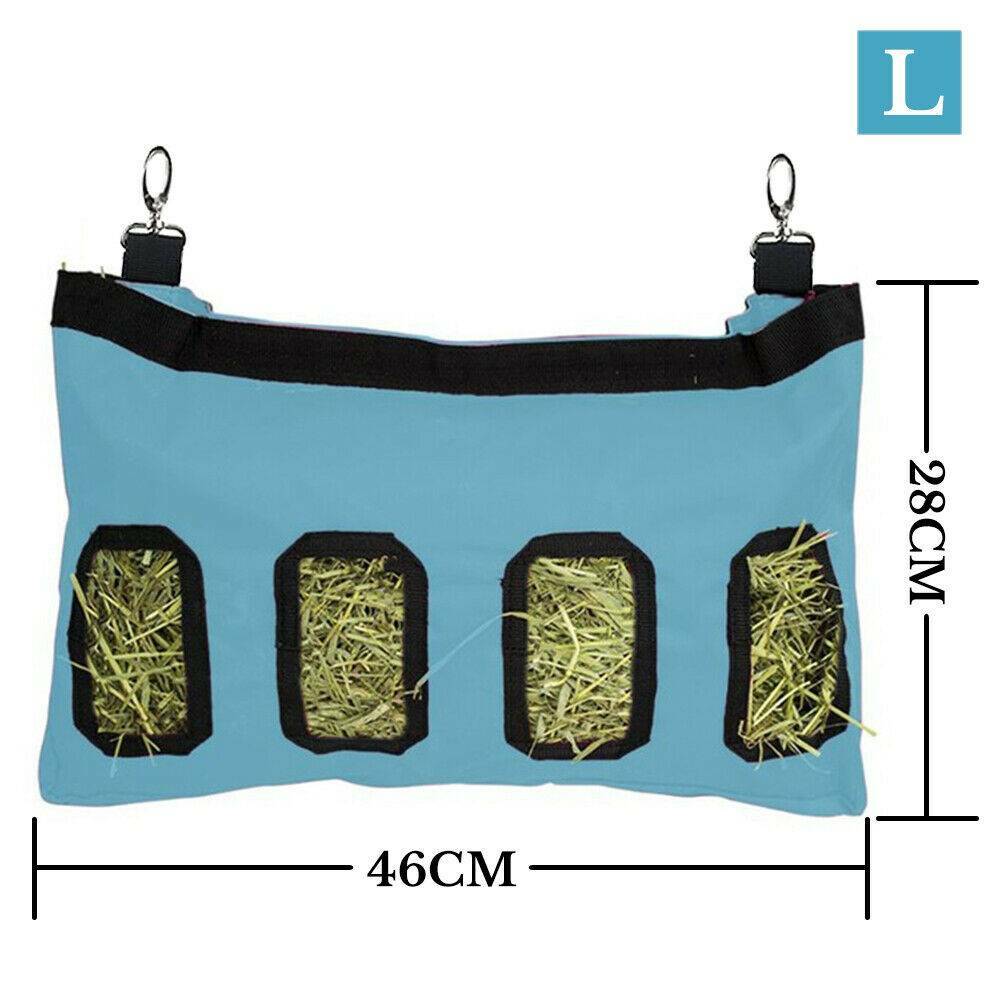 2 Pack Rabbit Hay Feeder Bags - 4 Hole Hanging Hay Feeders for Rabbits and Guinea Pigs