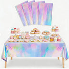 6pcs Holographic Tablecloths | Iridescent Waterproof Party Table Covers