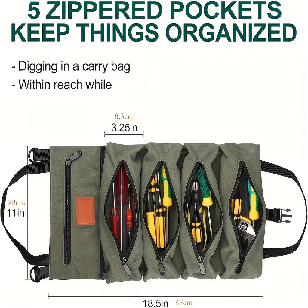 2pcs Roll Up Tool Bag Organizer – Multi-Pocket Wrench Pouch Portable Hanging Tool Storage (47×28cm)