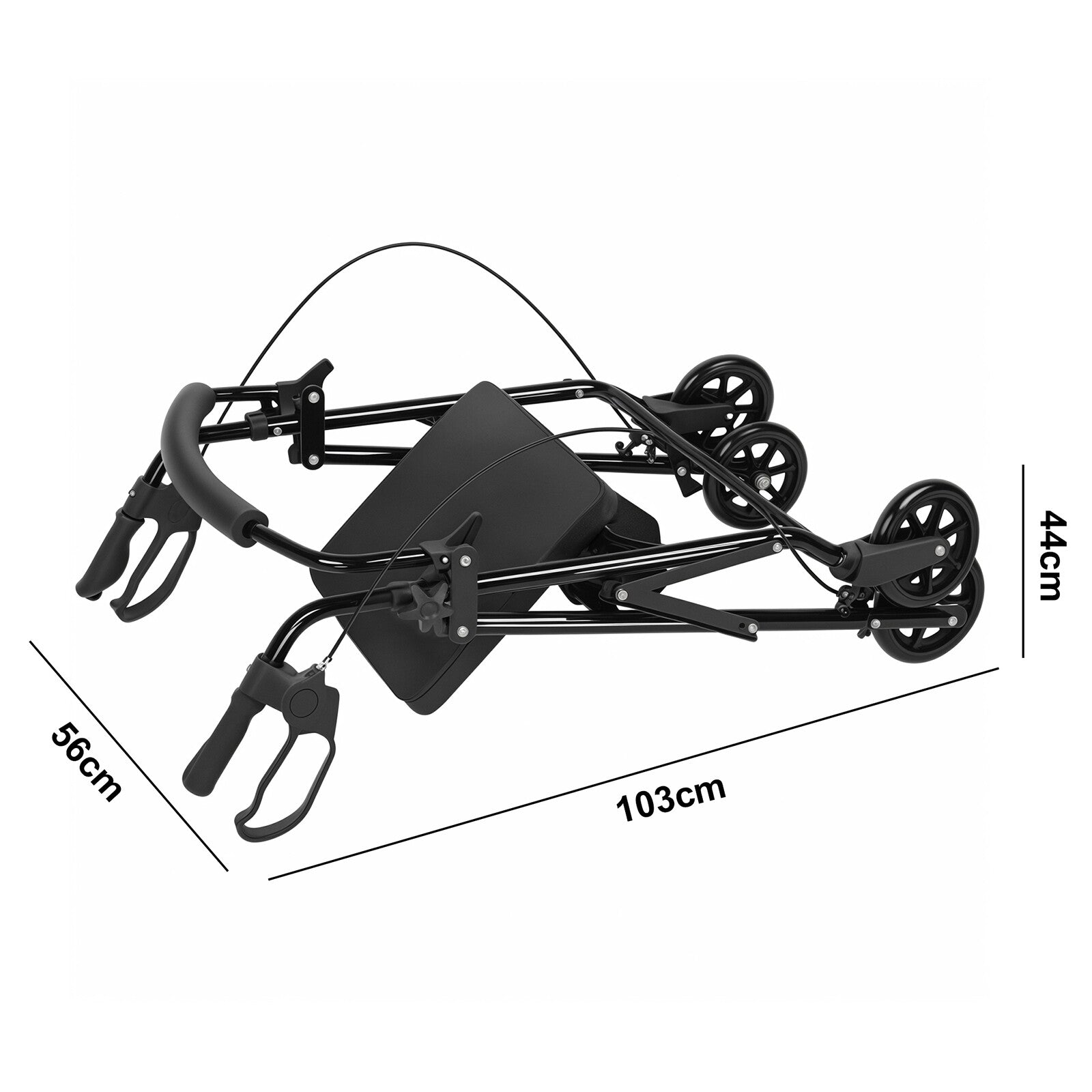 4-Wheel Rollator Walker Folding Mobility Aid with Seat Brakes & Storage Bag for Seniors