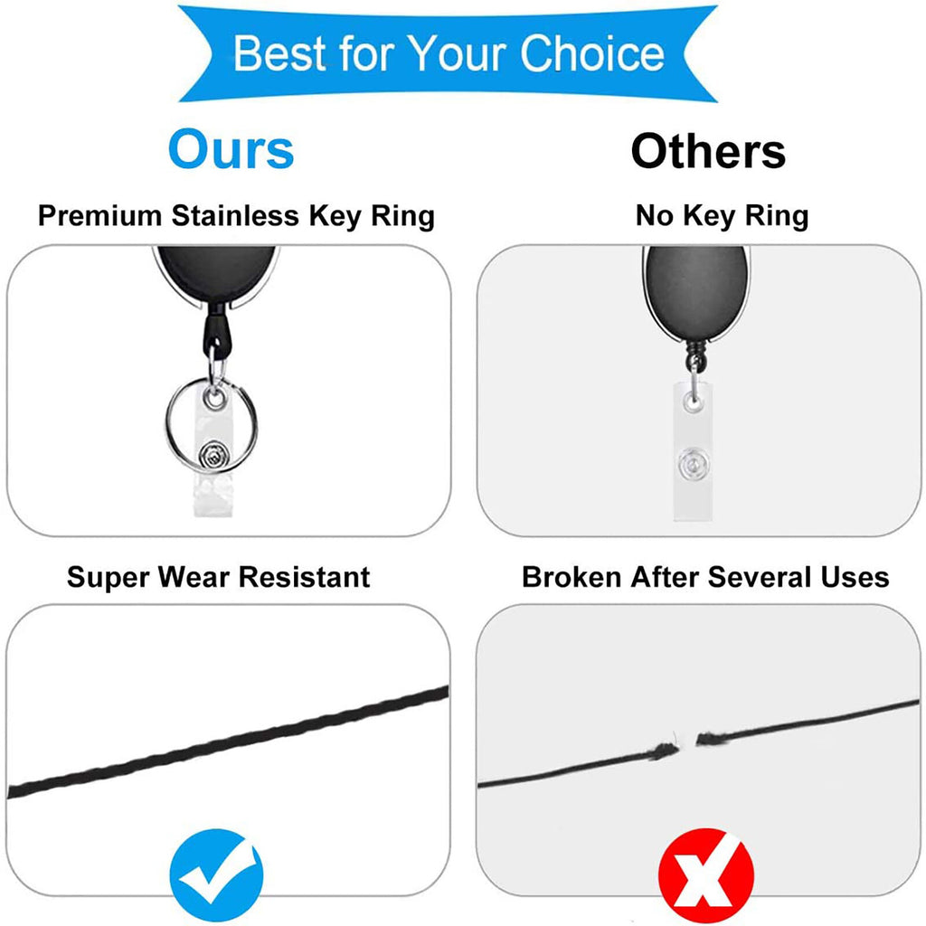 18pcs Retractable Badge Holder Keychain | ID Card Reel Clip Lanyard with Carabiner