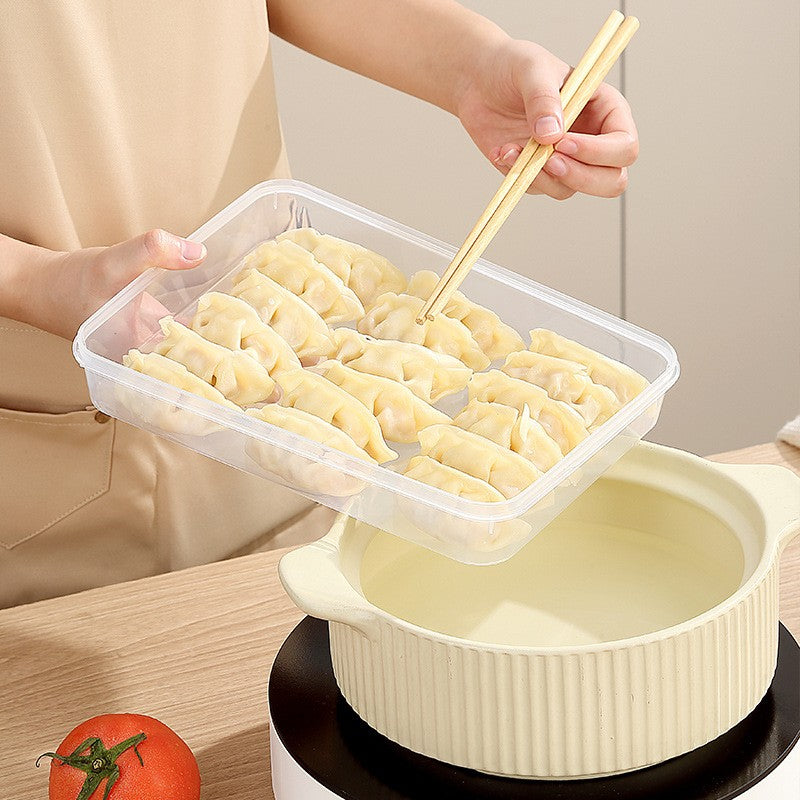 2PCS Fridge Dumpling Storage Box With Lid Plastic Food Container Refrigerator Organizer