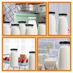 16PCS 300ml Glass Milk Bottles with Screw Top Lids - Reusable Clear Beverage Storage Bottles