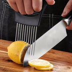 3PCS Food Slice Assistant Onion Slicer Holder - Stainless Steel Vegetable and Meat Cutter Guide