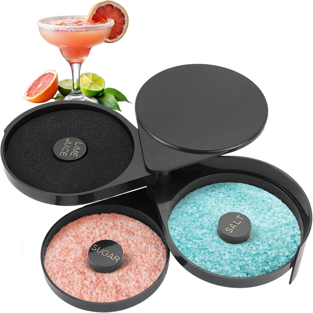 2pcs 3-Tier Cocktail Glass Rimmer | Bar Salt Sugar Seasoning Box for Bartender
