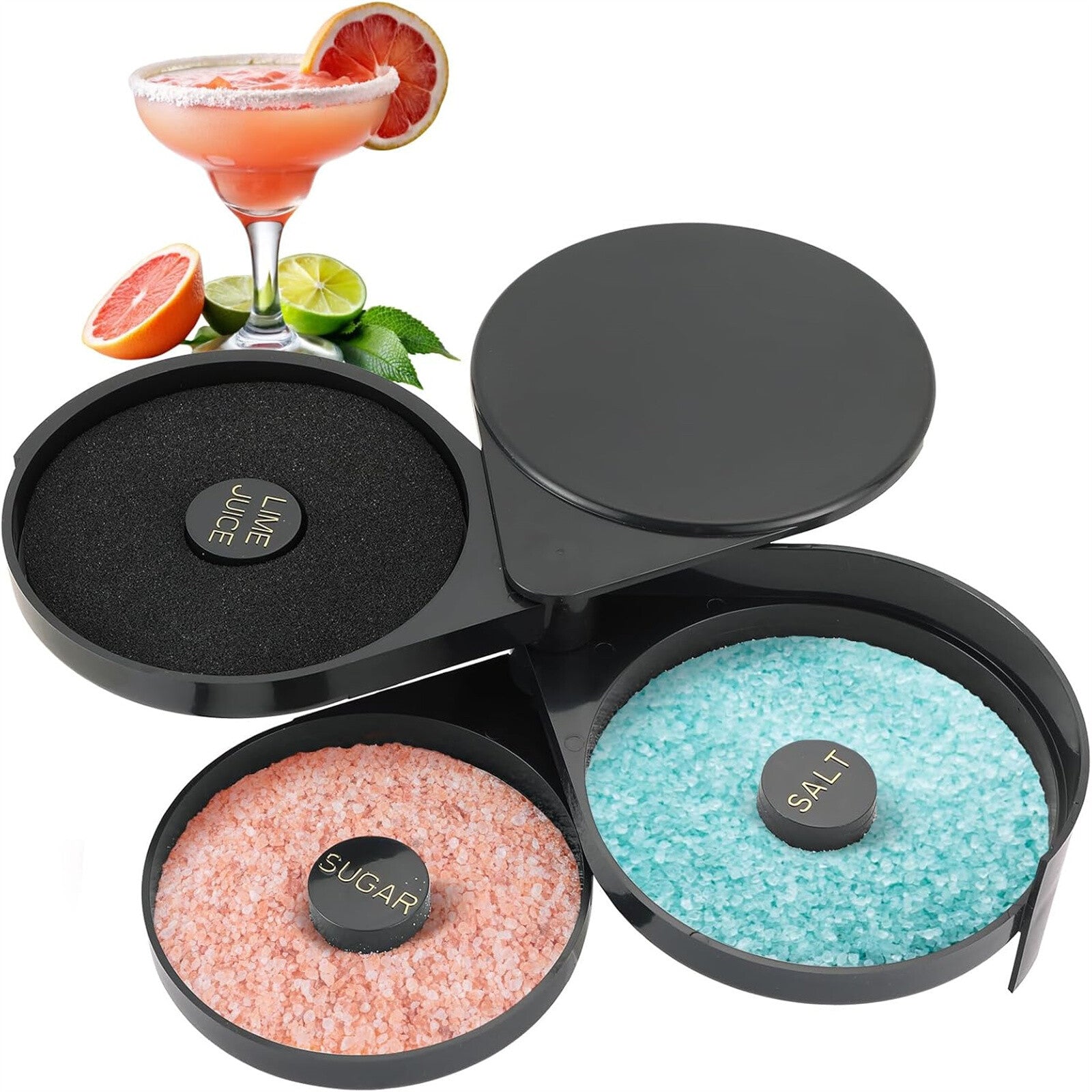 2pcs 3-Tier Cocktail Glass Rimmer | Bar Salt Sugar Seasoning Box for Bartender