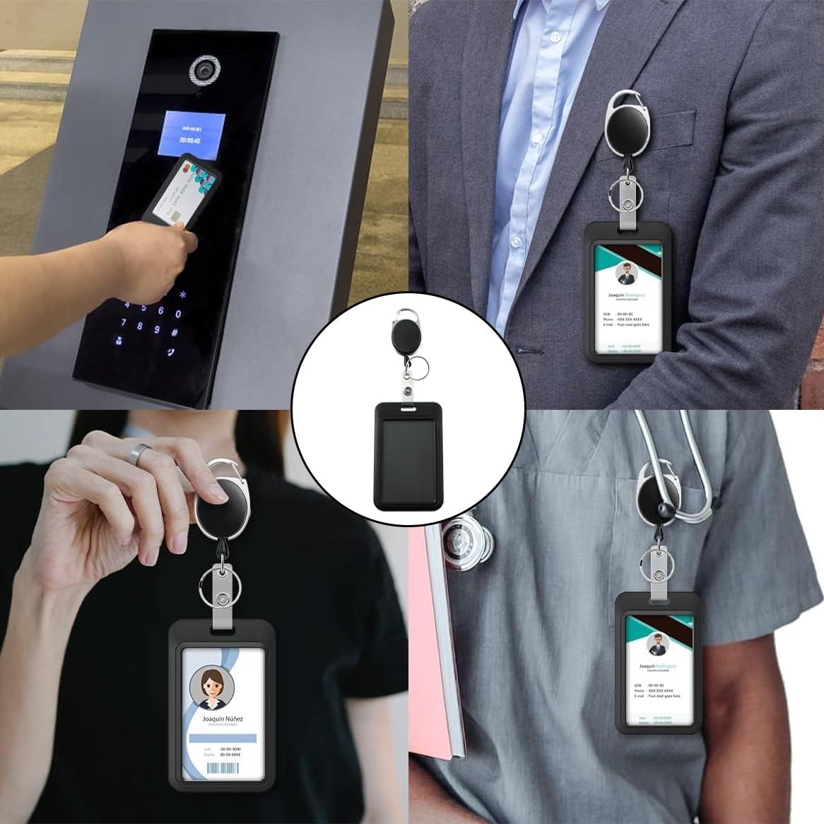 10 Sets Retractable ID Badge Holder with Lanyard Reel | Opal Card Holder Keychain