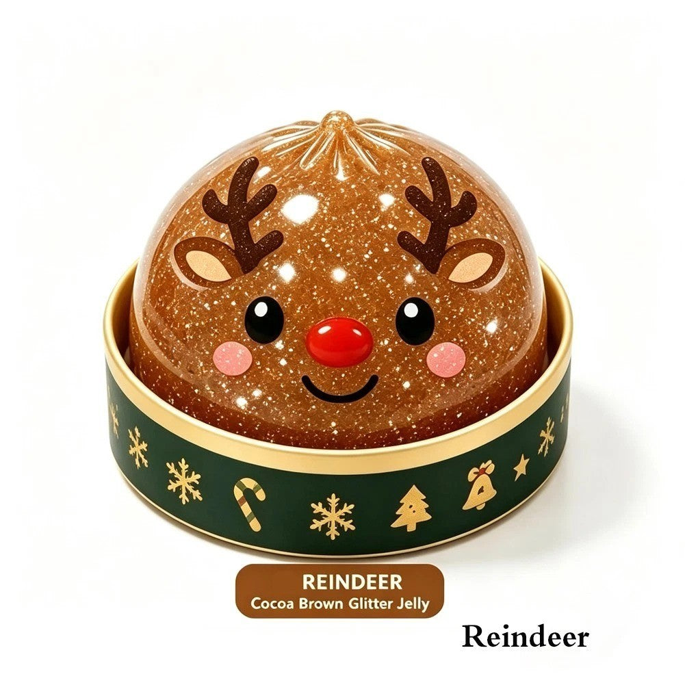 Reindeer glitter dumpling Christmas squishy in a green base