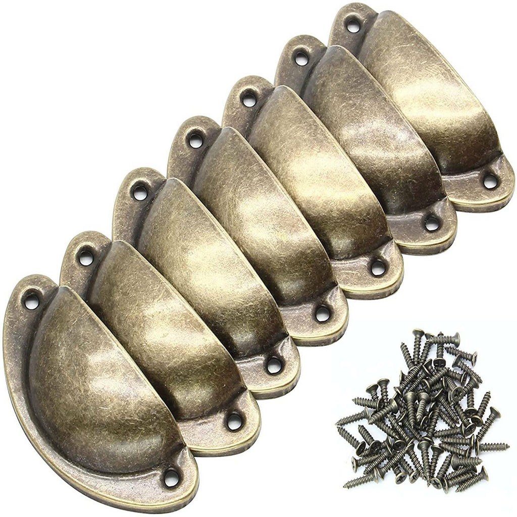 60pcs Vintage Drawer Cup Pull Handles | Matte Brown Cabinet Dresser Handles