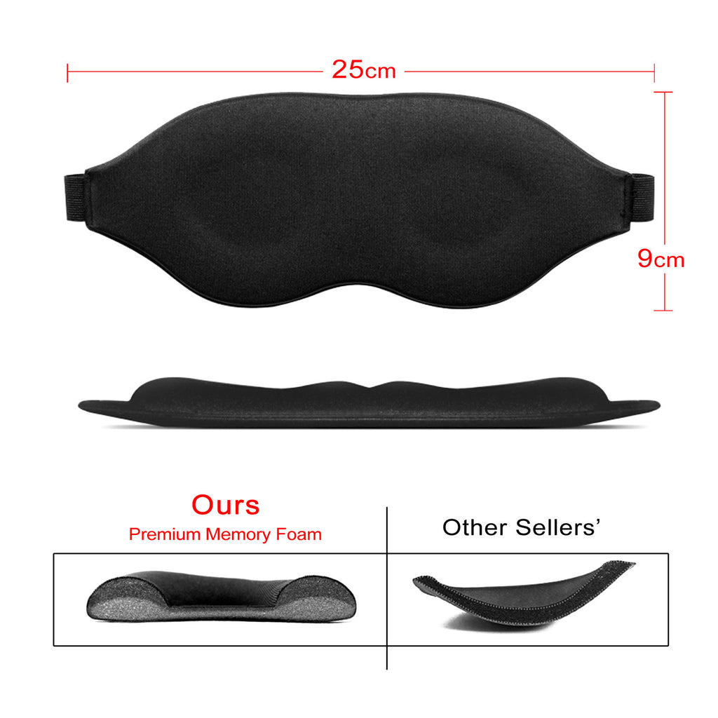 3D Memory Foam Sleep Eye Mask with Earplugs – Soft Travel Sleeping Blindfold