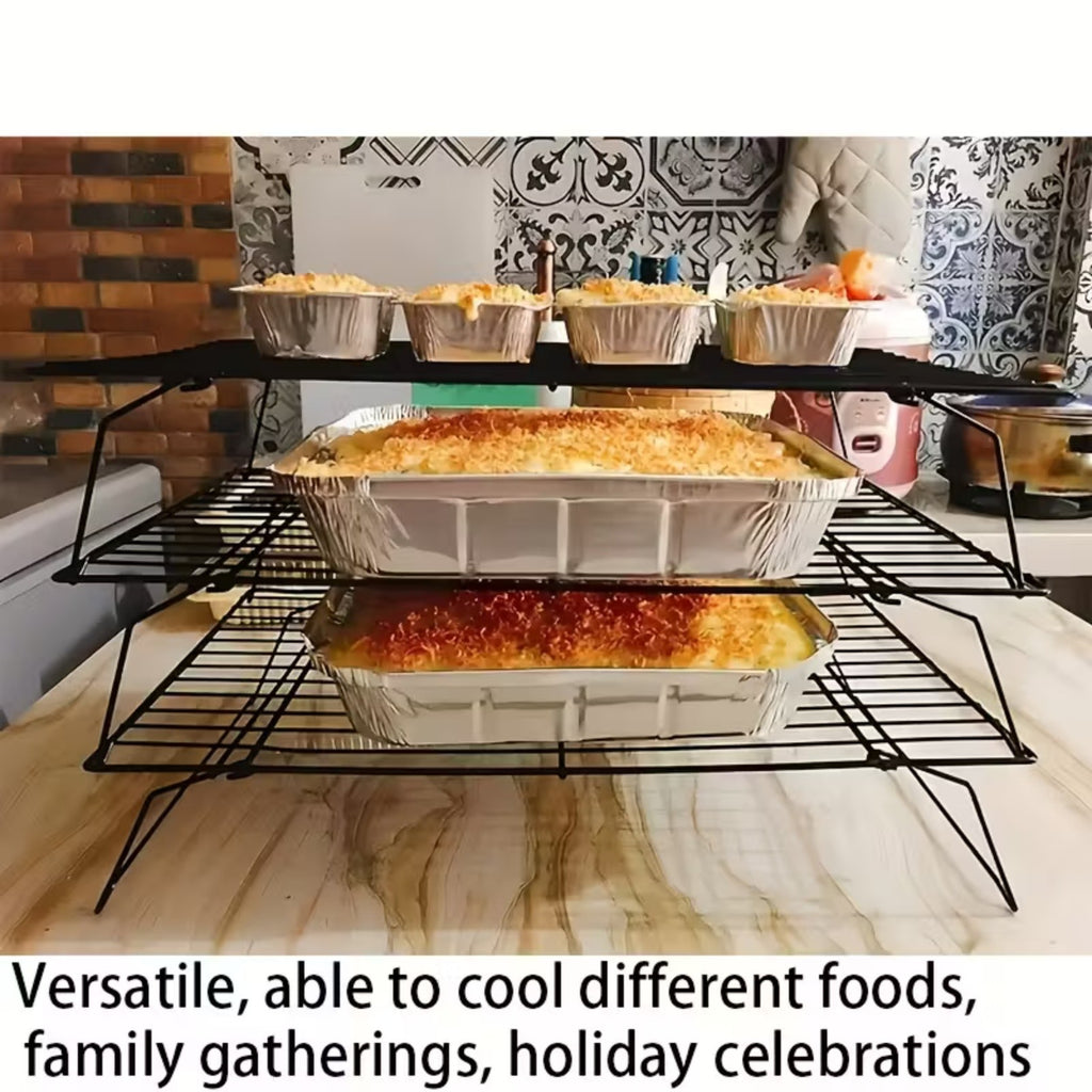 3-Tier Stackable Baking Cooling Rack Collapsible Iron Wire Rack for Baking