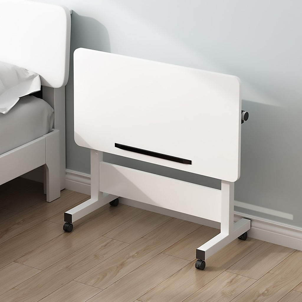 Adjustable Foldable Table with Wheels Mobile Laptop Desk Bedside Rolling Table Space Saving