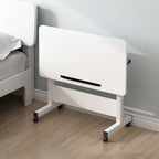 Adjustable Foldable Table with Wheels Mobile Laptop Desk Bedside Rolling Table Space Saving