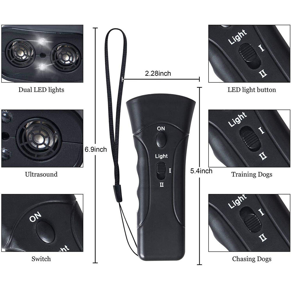 Ultrasonic Dog Bark Control Device Anti Bark Trainer Repeller Portable Training Tool