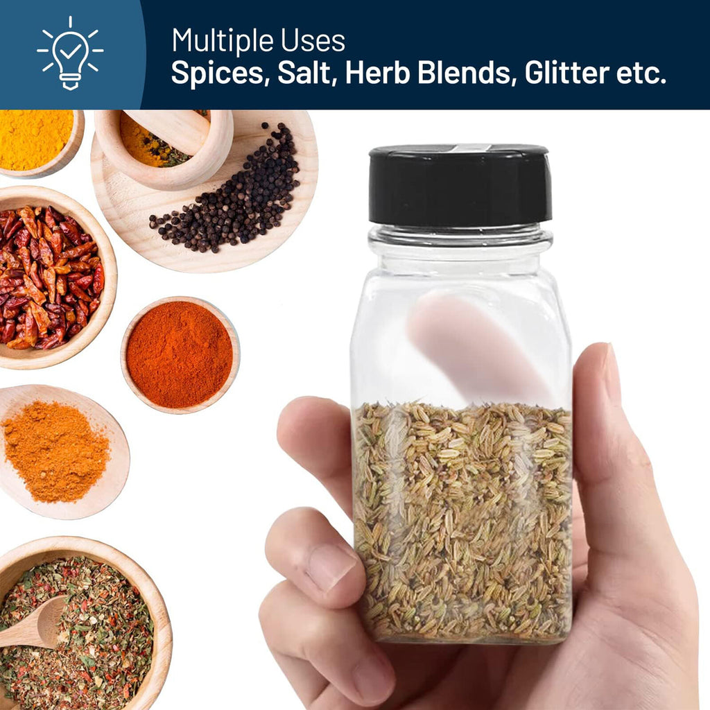 6/12/24/36pcs 100ml Clear Square Spice Jars with Lids | Plastic Herb Seasoning Storage Bottles