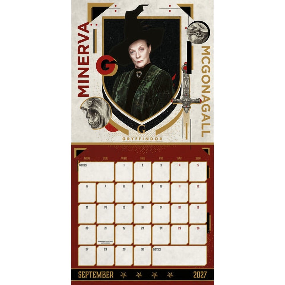 Harry Potter 2027 calendar September page with Professor McGonagall