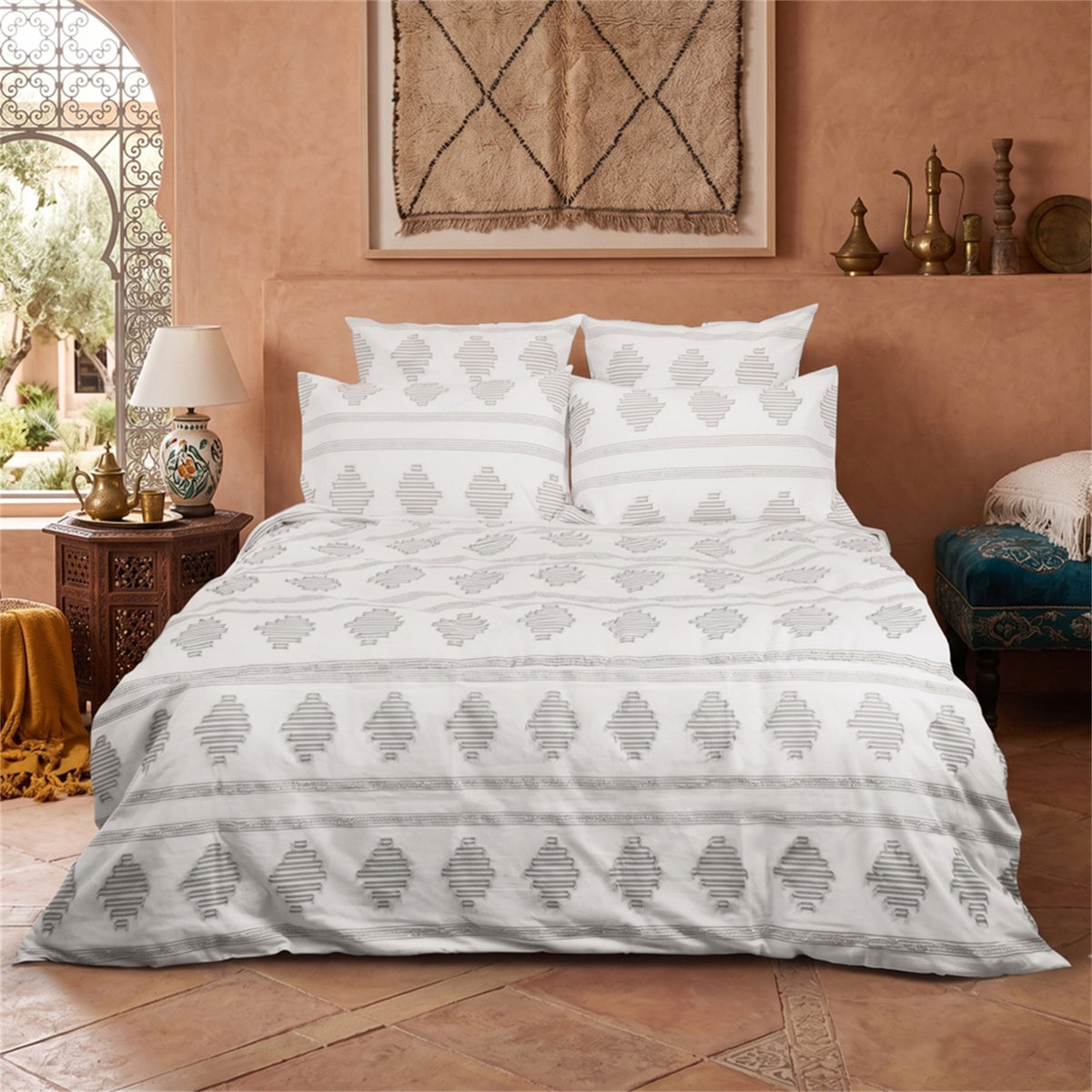 3pcs Quilt Cover Set/ Duvet Cover Set/ Floral Jacquard Cover Set/ All Season