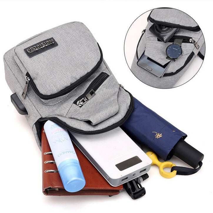 Men’s Sling Chest Bag with USB Charging Port – Crossbody Shoulder Backpack for Travel and Outdoor Use