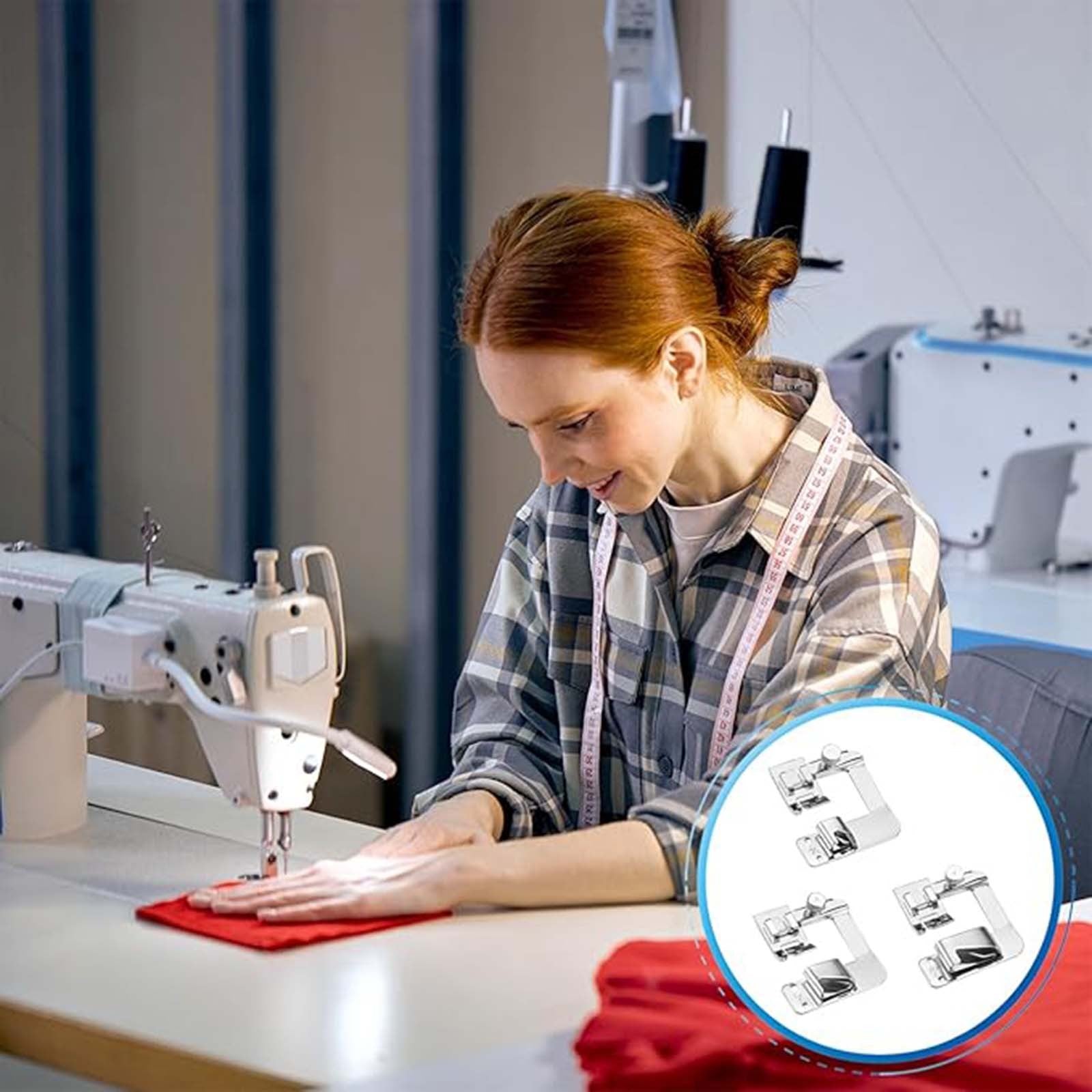 3Pcs Wide Rolled Hem Presser Foot Set – Snap On Hemmer Feet for Domestic Sewing Machines